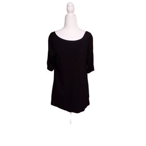 A New Day Tshirt Top Black Medium Scoop Neck Half Sleeve Stretch Woman t…